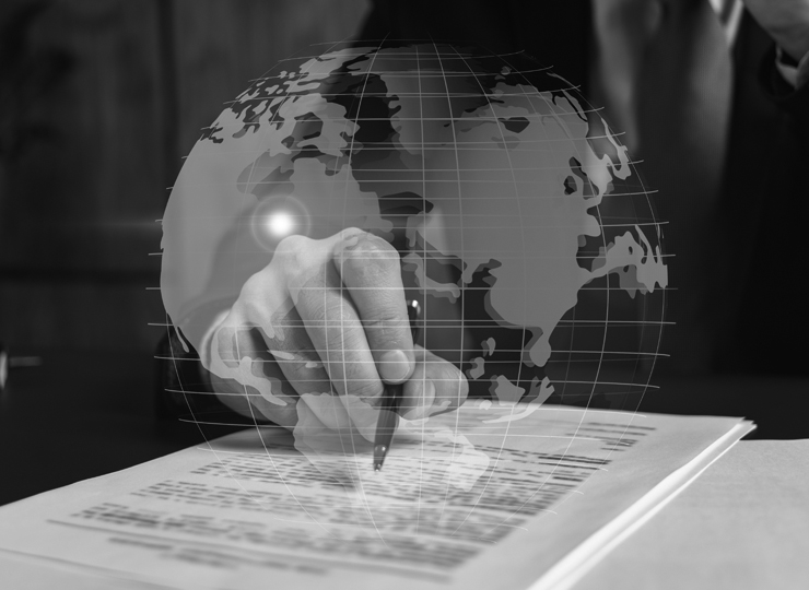 Young bearded Indian businessman shot in black and white